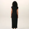 Black Jersey Sleeveless Fitted Long  Dress