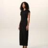 Black Jersey Sleeveless Fitted Long  Dress