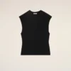 Black Jersey Sleeveless Fitted Top