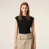 Black Jersey Sleeveless Fitted Top