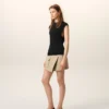 Black Jersey Sleeveless Fitted Top