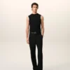Black Jersey Sleeveless Fitted Top