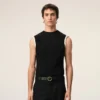 Black Jersey Sleeveless Fitted Top