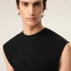 Black Jersey Sleeveless Fitted Top