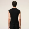 Black Jersey Sleeveless Fitted Top