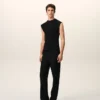 Black Jersey Sleeveless Fitted Top