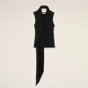 Black Jersey Sleeveless Lavalliere Top