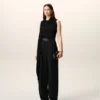 Black Jersey Sleeveless Lavalliere Top