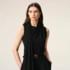 Black Jersey Sleeveless Lavalliere Top