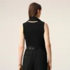 Black Jersey Sleeveless Lavalliere Top