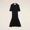 Black Knit Mini Godet Dress