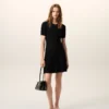 Black Knit Mini Godet Dress