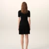 Black Knit Mini Godet Dress