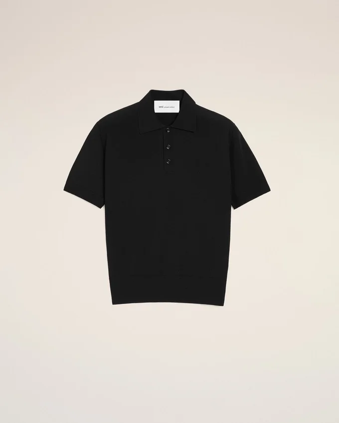 Black Knit Short Sleeves Polo Black Knit Short Sleeves Polo