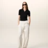 Black Knit Short Sleeves Polo