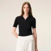 Black Knit Short Sleeves Polo