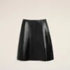 Black Lamb Leather Midi Trapeze Skirt