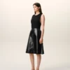 Black Lamb Leather Midi Trapeze Skirt