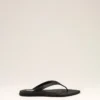 Black Lamb Leather Pointed Toe Flip Flops