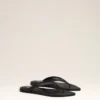 Black Lamb Leather Pointed Toe Flip Flops