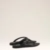 Black Lamb Leather Pointed Toe Flip Flops