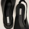 Black Lamb Leather Pointed Toe Slingbacks