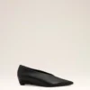 Black Lamb Leather Pointed Toe Wedge Pump