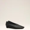 Black Lamb Leather Pointed Toe Wedge Pump