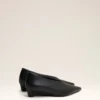 Black Lamb Leather Pointed Toe Wedge Pump