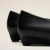 Black Lamb Leather Pointed Toe Wedge Pump