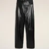 Black Lamb Leather Wrapped Belted Trousers Black Lamb Leather Wrapped Belted Trousers