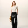 Black Lamb Leather Wrapped Belted Trousers Black Lamb Leather Wrapped Belted Trousers