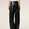 Black Lamb Leather Wrapped Belted Trousers Black Lamb Leather Wrapped Belted Trousers