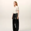 Black Lamb Leather Wrapped Belted Trousers Black Lamb Leather Wrapped Belted Trousers