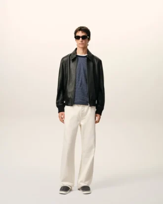 Black Lamb Leather Zipped Jacket