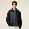 Black Lamb Leather Zipped Jacket