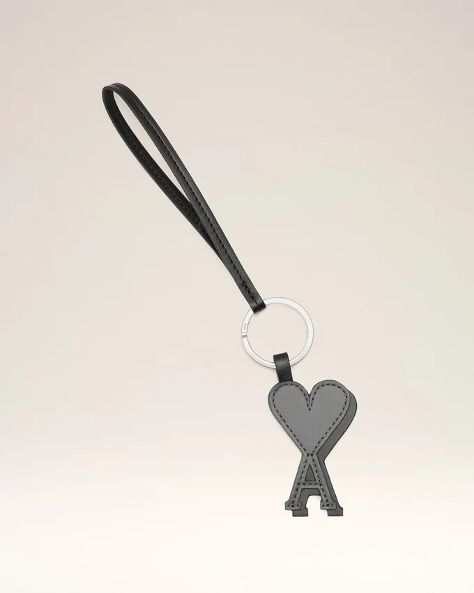 Black Leather Ami De Coeur Keyring Black Leather Ami De Coeur Keyring