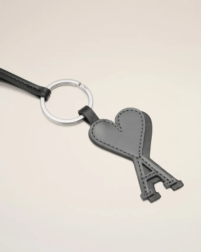 Black Leather Ami De Coeur Keyring Black Leather Ami De Coeur Keyring