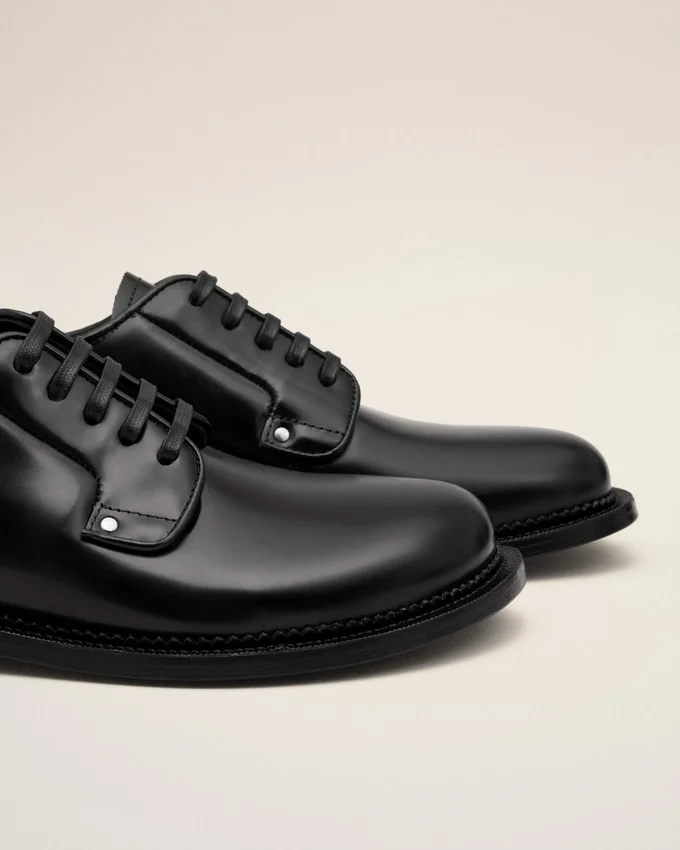 Black Leather Anatomical Toe Derbies Black Leather Anatomical Toe Derbies