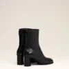 Black Leather Anatomical-Toe Piano Boots