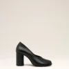 Black Leather Anatomical-Toe Piano Pumps