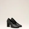 Black Leather Anatomical-Toe Piano Pumps
