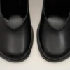 Black Leather Anatomical-Toe Piano Pumps