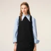 Black New Wool Belted Mini Dress