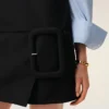 Black New Wool Belted Mini Dress