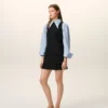 Black New Wool Belted Mini Dress