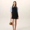 Black New Wool Belted Mini Dress
