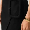 Black New Wool Big Buckle Belted Mini Skirt Black New Wool Big Buckle Belted Mini Skirt