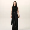 Black New Wool High Waist Wide Trousers