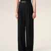 Black New Wool High Waist Wide Trousers